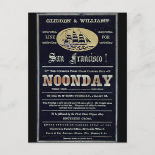 Noonday Clipper sailing ship 1900 Postcard