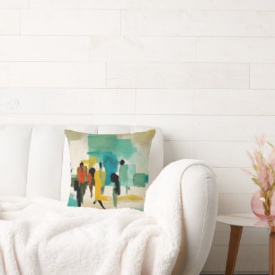 Noontide Vibrance – Abstract Figures Cushion