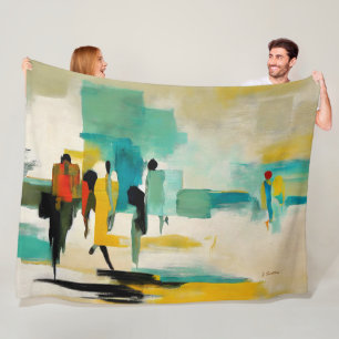 Noontide Vibrance – Abstract Figures Fleece Blanket