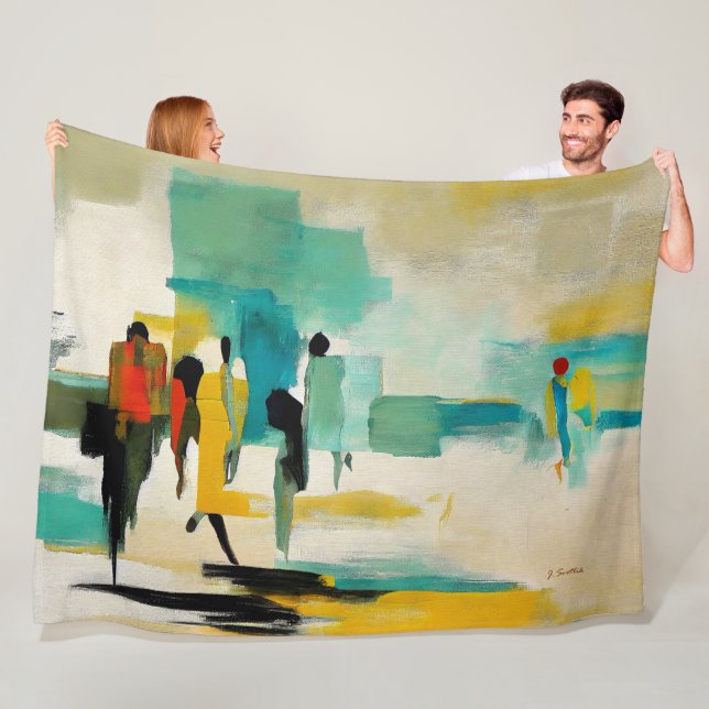 Noontide Vibrance – Abstract Figures Fleece Blanket (In Situ)