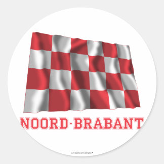 Noord-Brabant Waving Flag with Name Classic Round Sticker