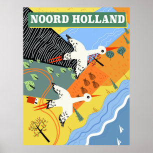 Noord Holland vintage style travel poster