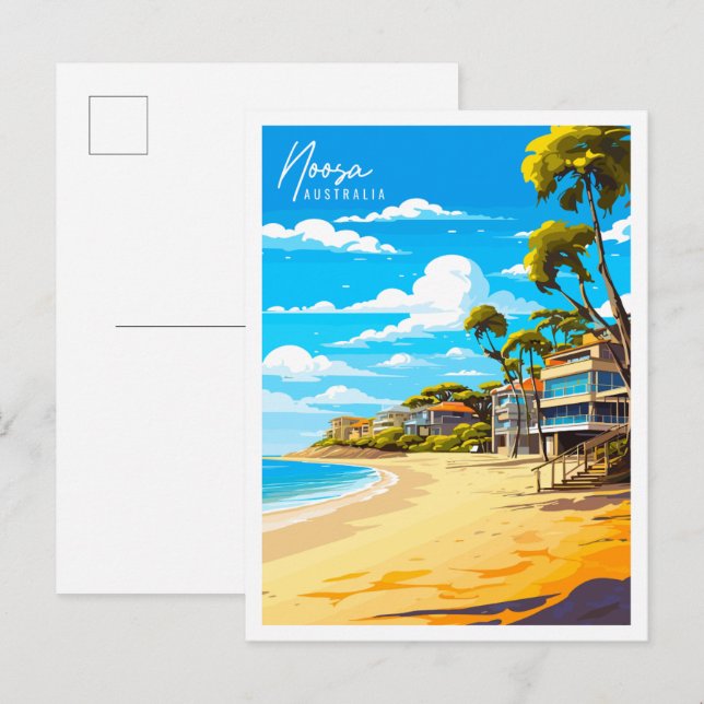Noosa Australia vintage travel illustration Postcard (Front/Back)
