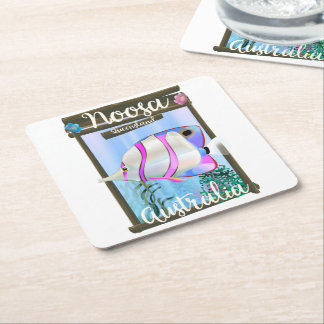 Noosa Australia vintage travel poster Square Paper Coaster