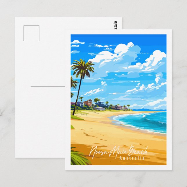 Noosa Main Beach Australia vintage travel place Postcard (Front/Back)