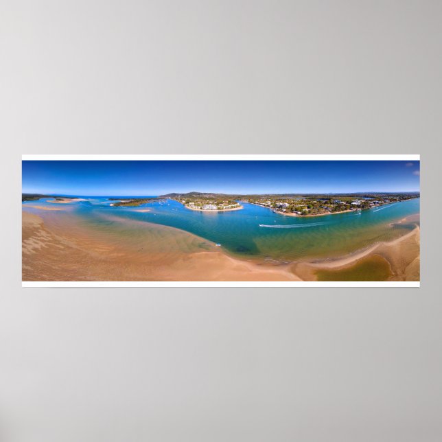 Noosa River Panorama Aerial Photo Print Wall Art (Front)