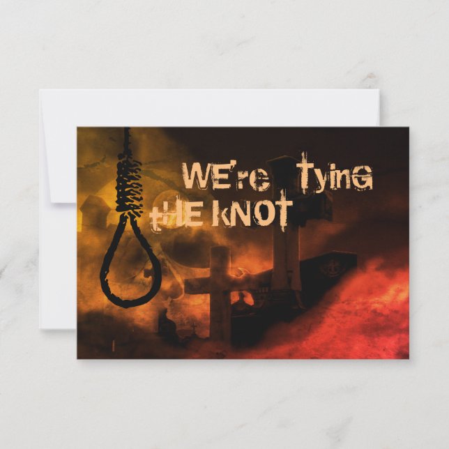 Noose and Graveyard We're Tying the Knot Wedding Save The Date (Front)