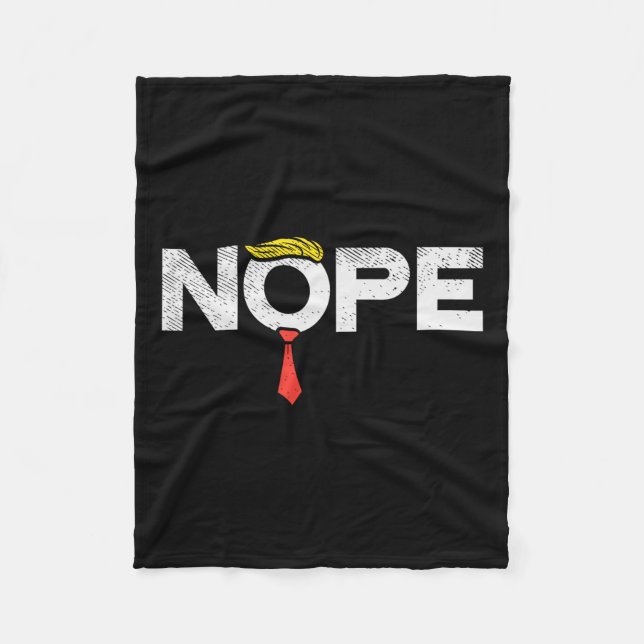 Nope Anti-trump Red Tie Wig Stop Donald Trump Funn Fleece Blanket (Front)