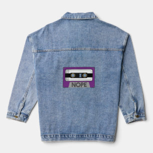 Nope Asexual Pride Rainbow Retro Ace LGBTQ MIxtape Denim Jacket