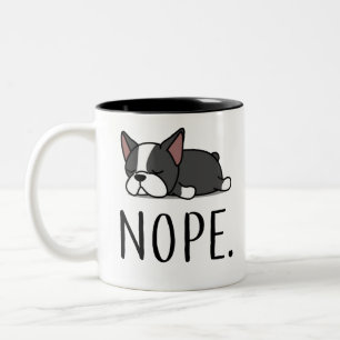 Nope Boston Terrier Two-Tone Coffee Mug