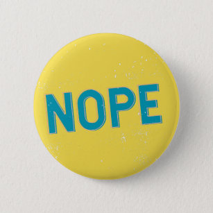 NOPE - Distressed Typography in Blue and Yellow 6 Cm Round Badge