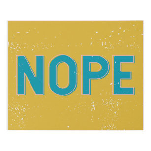 NOPE - Distressed Typography in Yellow and Blue Faux Canvas Print
