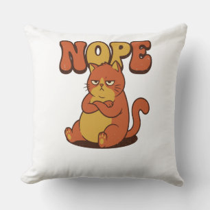 NOPE Grumpy Cat Throw Pillow