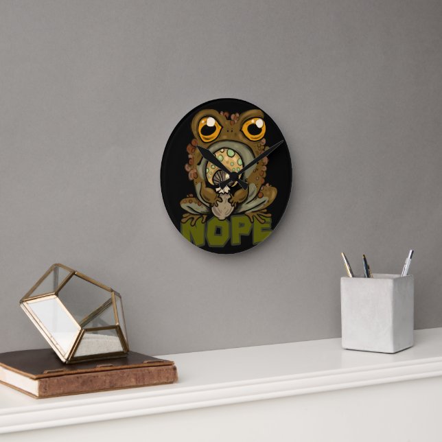 Nope! Grumpy Toad Round Clock (Office)