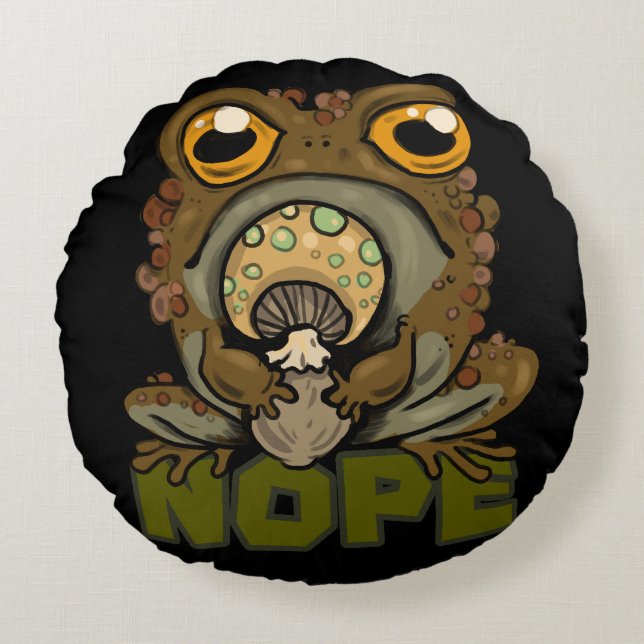 Nope! Grumpy Toad Round Cushion (Front)