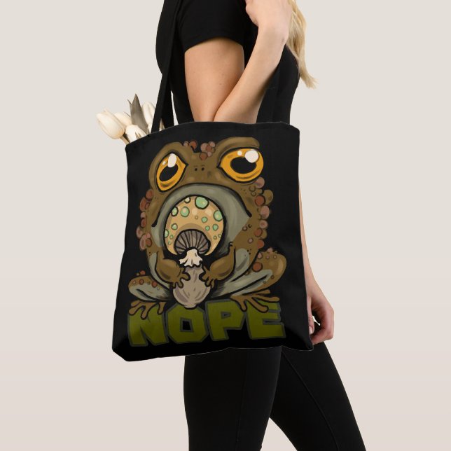 Nope! Grumpy Toad Tote Bag (Close Up)