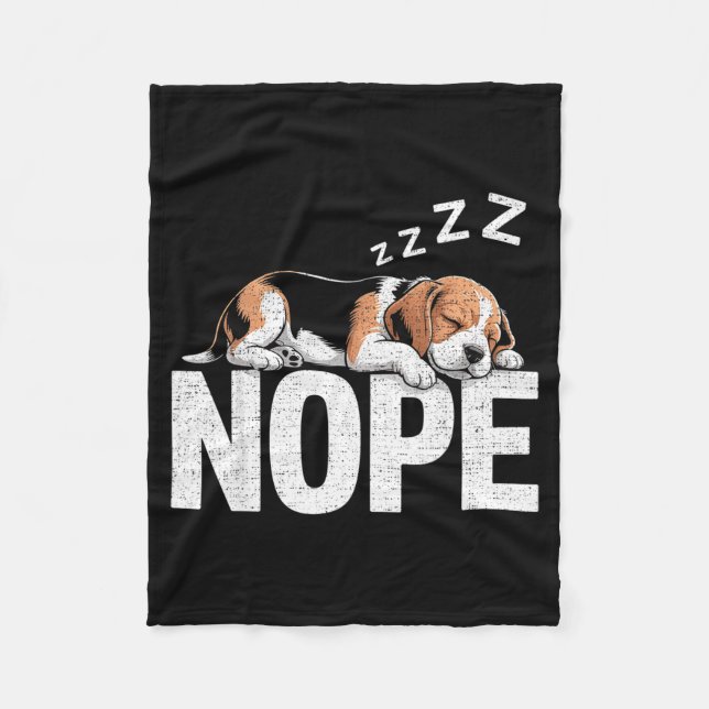 Nope Lazy Beagle  Fleece Blanket (Front)