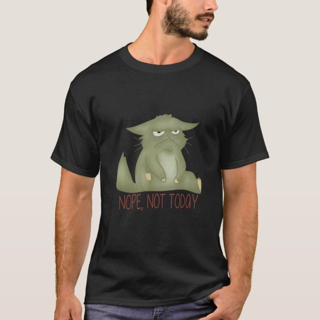 Nope Lazy Cat T-Shirt (Front)