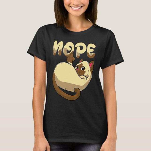 Nope Middle Finger Cat T-Shirt (Front)