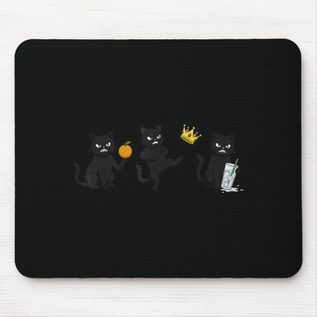 Nope No Kings No ICE Funny Black Cat Mouse Mat (Front)