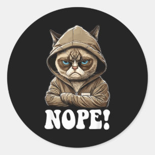 Nope! Nope - Employee Work Colleagues Teenager Cat Classic Round Sticker