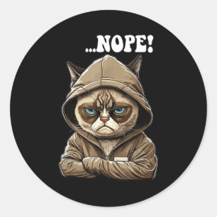 Nope! Nope - Employee Work Colleagues Teenager Cat Classic Round Sticker