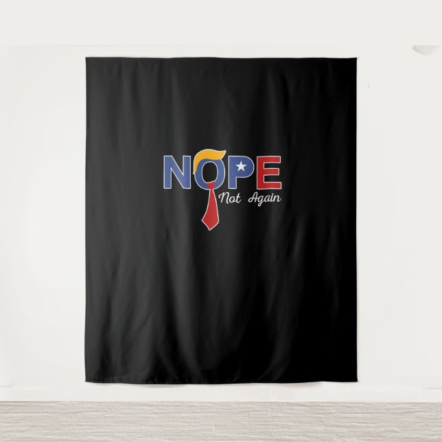 Nope Not Again Funny Trump Wig Red Tapestry (Front)