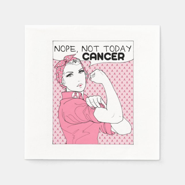 Nope Not Today Cancer Breast Cancer Awareness Napkin (Front)