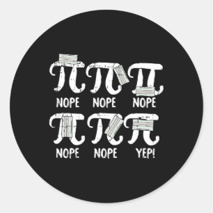Nope Pi Day Funny Face Mask Teacher Student Quaran Classic Round Sticker