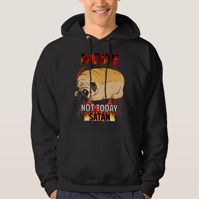 Nope Satan Pug Hoodie (Front)