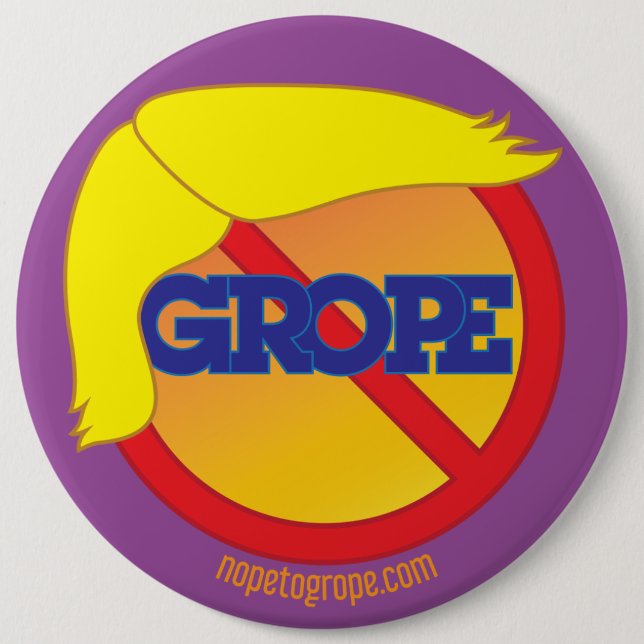 NOPE to GROPE Orange Menace Round Pin (Front)