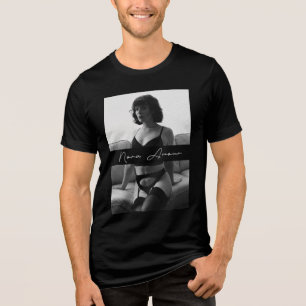 Nora Amour B&W T-Shirt, White Text Tri-Blend Shirt
