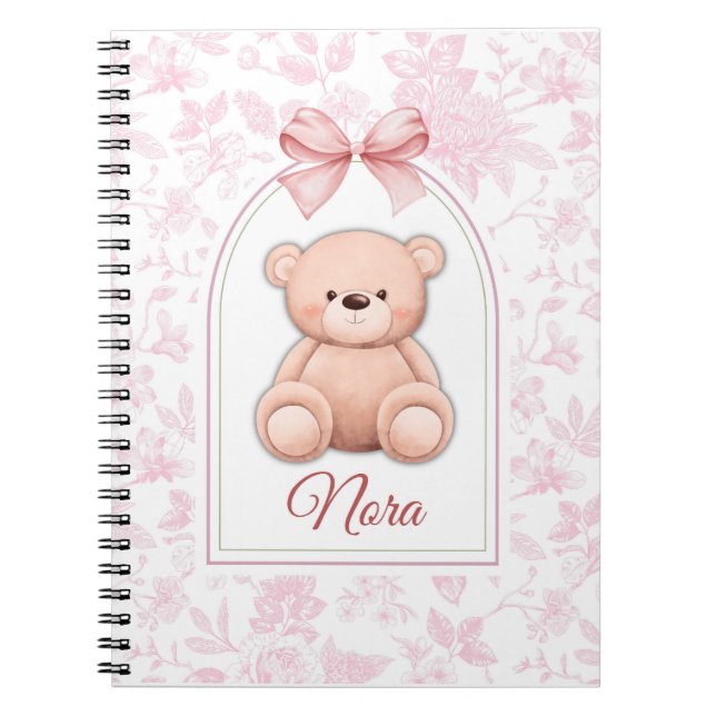 Nora | Custom Pink Teddy Bear Nursery Design  Notebook (Front)
