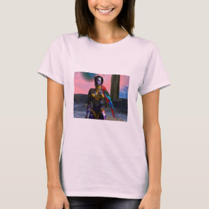 NORA CYBER WARRIOR HOLDING MACAW Science Fiction T-Shirt
