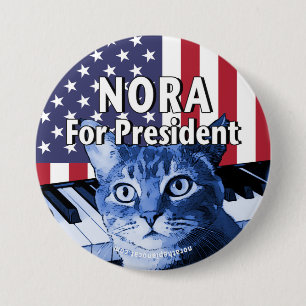 Nora For President Button In Blue #4