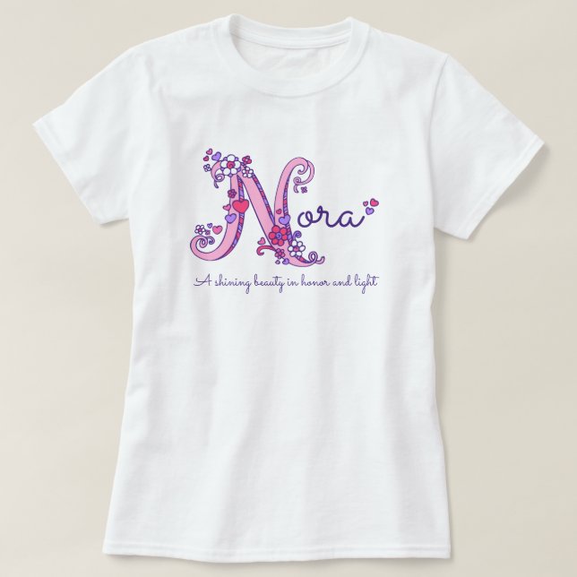 Nora girls name & meaning N monogram shirt (Design Front)