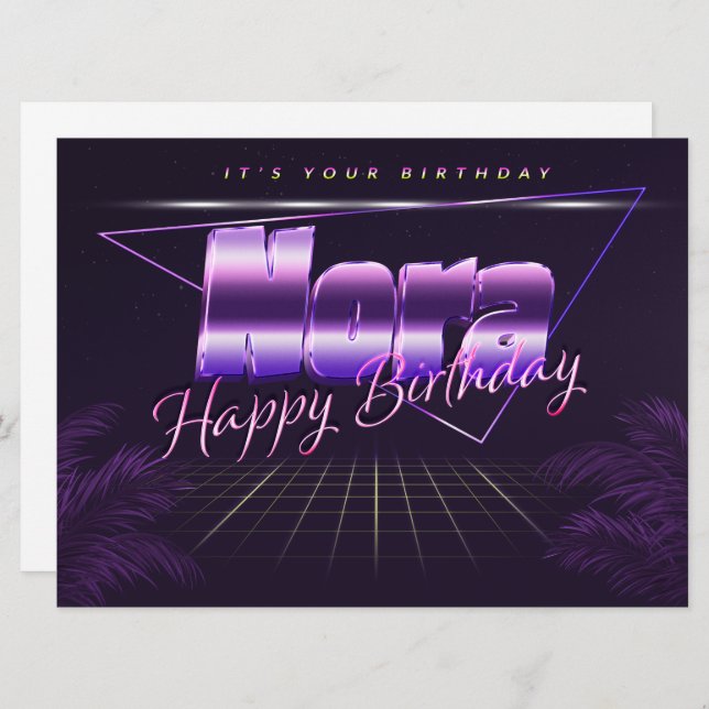 Nora Name First name lila retro card Birthday (Front/Back)