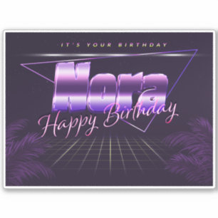 Nora Name Vorname lila retro Sticker Geburtstag