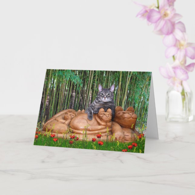 Nora The Piano Cat - Blank Folded Card - Style 008 (Orchid)