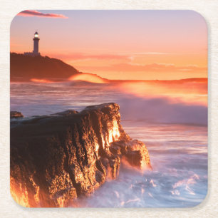 Norah Head Lighthouse Soldiers Beach, Australia Square Paper Coaster