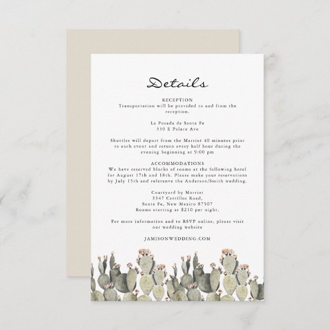 Norah - Prickly Pear Cactus Bohemian Details Card (Front/Back)