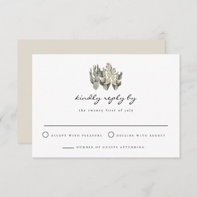 Norah - Prickly Pear Cactus Bohemian RSVP Card (Front/Back)