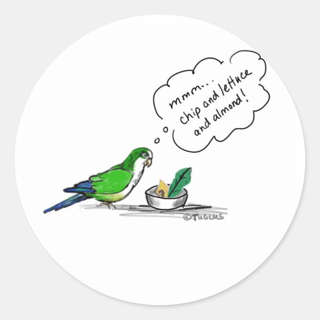 Norbert the Parrot's favourite foods Classic Round Sticker (Front)
