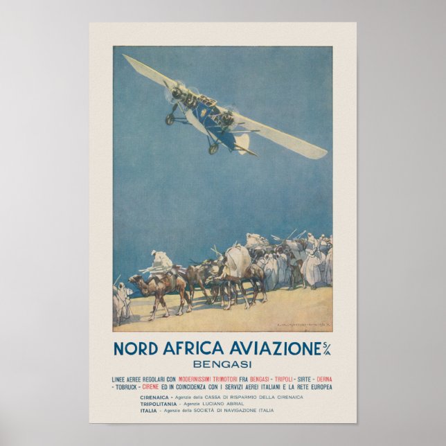 Nord Africa Aviazione Vintage Poster 1932 (Front)