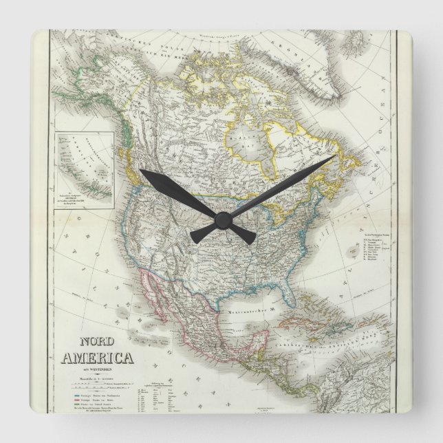 Nord America. Square Wall Clock (Front)
