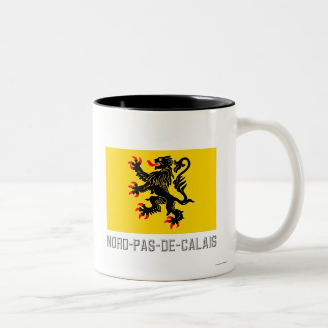 Nord-Pas-de-Calais flag with name Two-Tone Coffee Mug (Right)