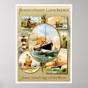 Norddeutscher Lloyd Bremen Vintage Travel Poster