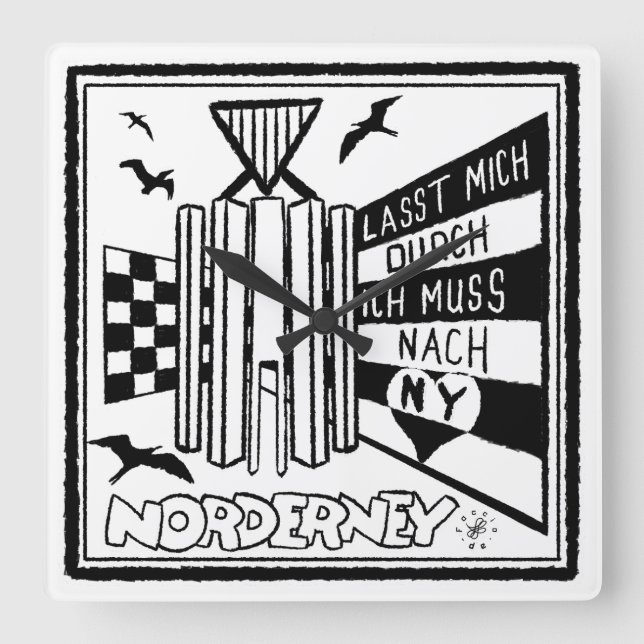 Norderney Square Wall Clock (Front)