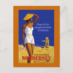 "Norderney" Vintage German Travel Poster Postcard