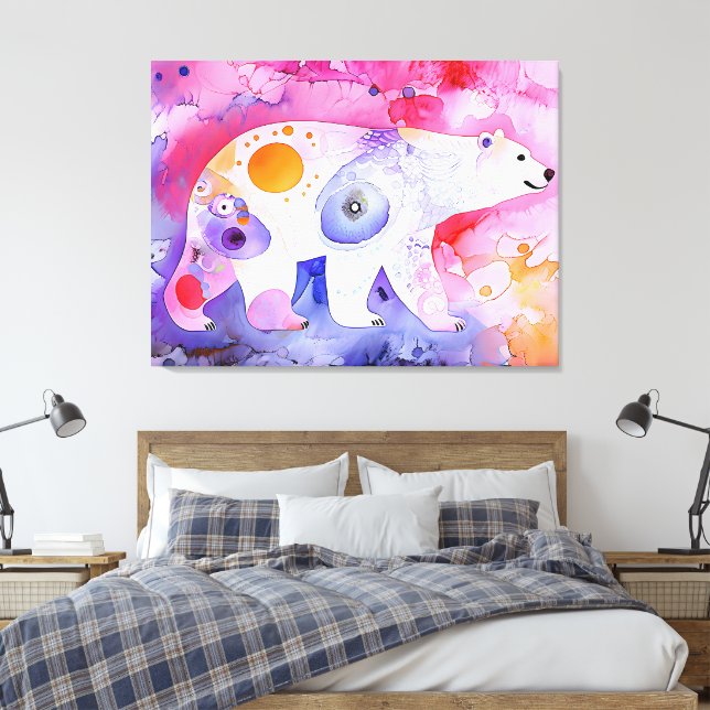 Nordic Bear in Watercolour Canvas Print (Insitu(Bedroom))